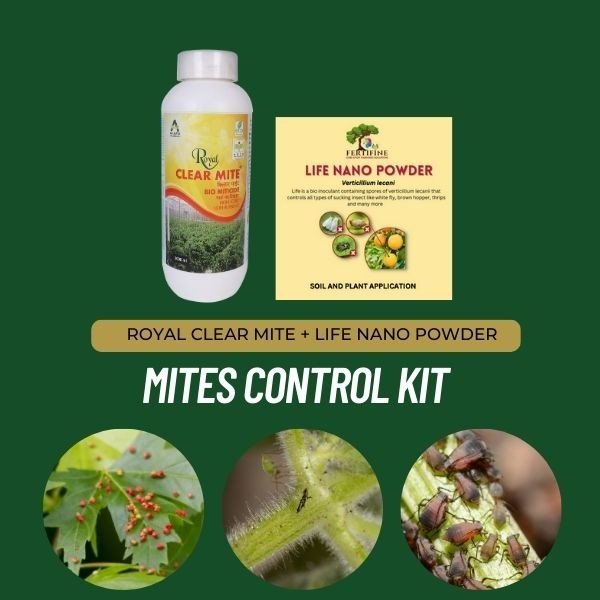 FabMite Pro Kit – ROYAL CLEAR MITE + LIFE NANO POWDER FAB MITE PRO- BIO MITICIDE  FAB MITE PRO, Certified, Non Toxic, Eco friendly, Smell Free Agricultural and Domestic use for Control of Spider Mites, Aphids , Red Spider Mites ,Two-Spotted Mites, Thrips  in plants, Sustainable and Chemical free Agriculture product. (ISO – 9001:2015) 